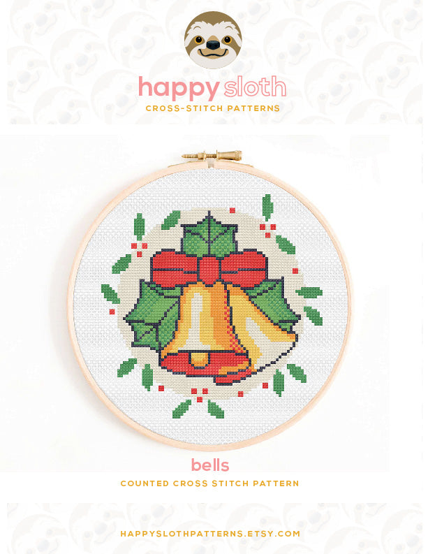 Christmas Holly PDF Cross Stitch Pattern – Happy Sloth Patterns