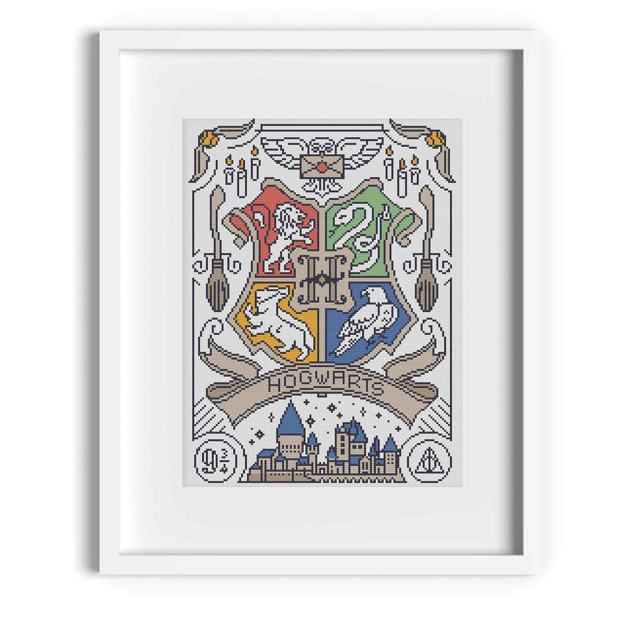 HARRY POTTER cross stitch kit COMPLETE 30x40cm color coded, STAG DEER, kids