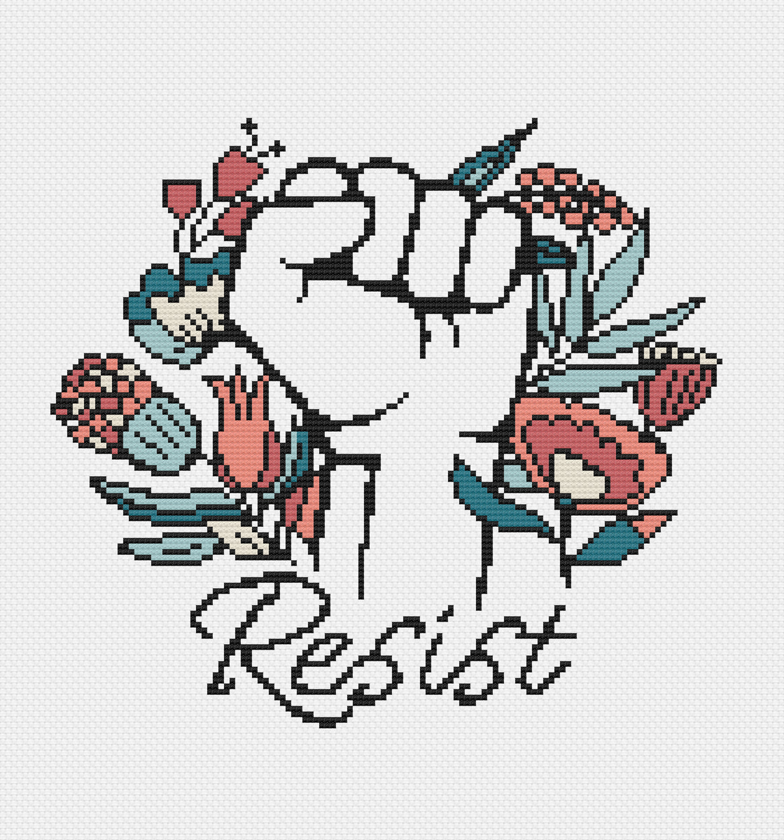 Resist! Feminist Cross Stitch Pattern – Happy Sloth Patterns