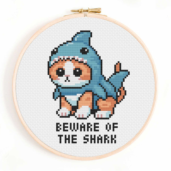 Beware of the Shark Cross Stitch Pattern