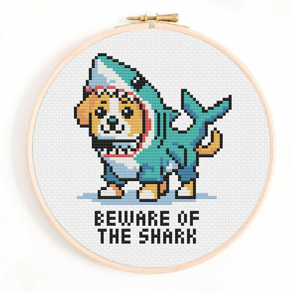 Beware of the Shark Cross Stitch Pattern