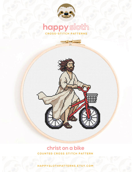 Christ on a Bike Cross Stitch Pattern