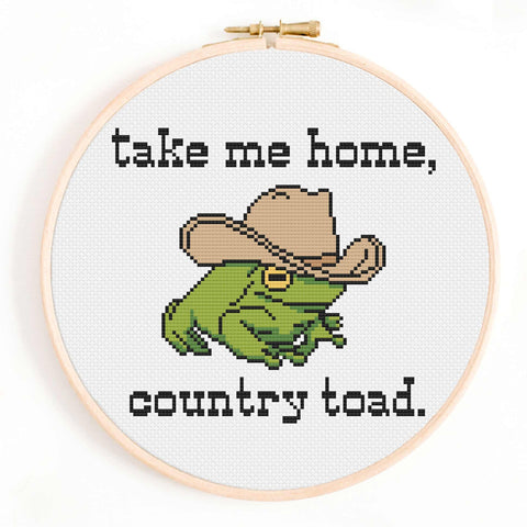 Take Me Home, Country Toad Cross Stitch Pattern