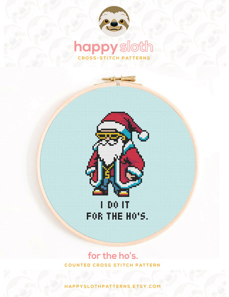 For the Hos - Funny Santa Cross Stitch Pattern