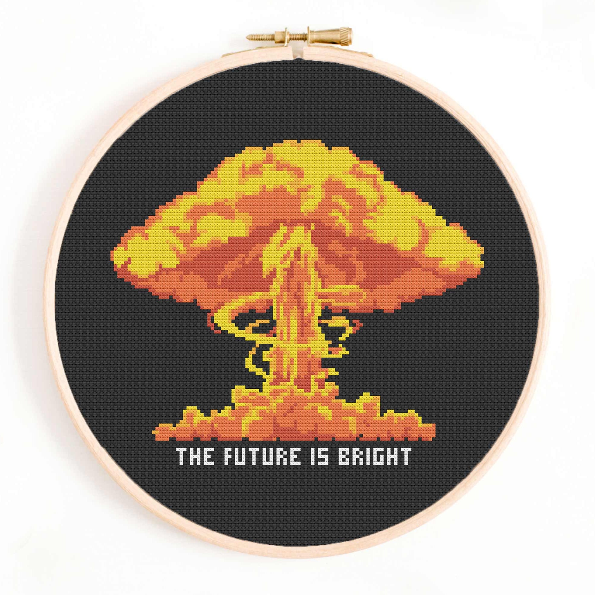 The Future is Bright - Mushroom Cloud Cross Stitch Pattern