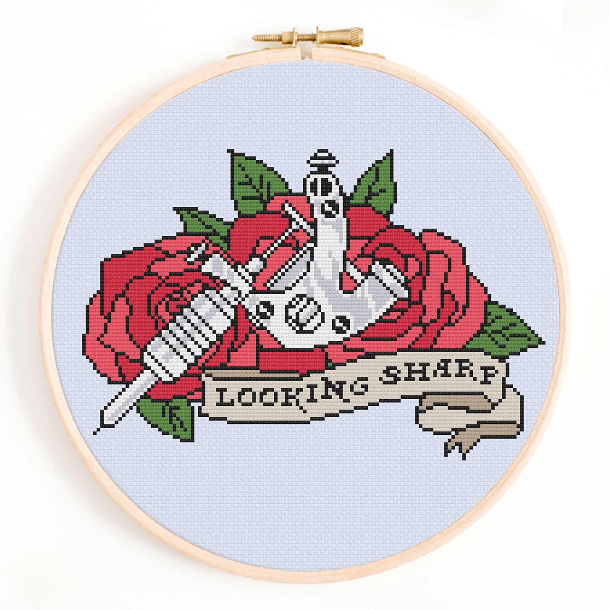 Looking Sharp' Tattoo Gun Cross Stitch Pattern – Happy Sloth