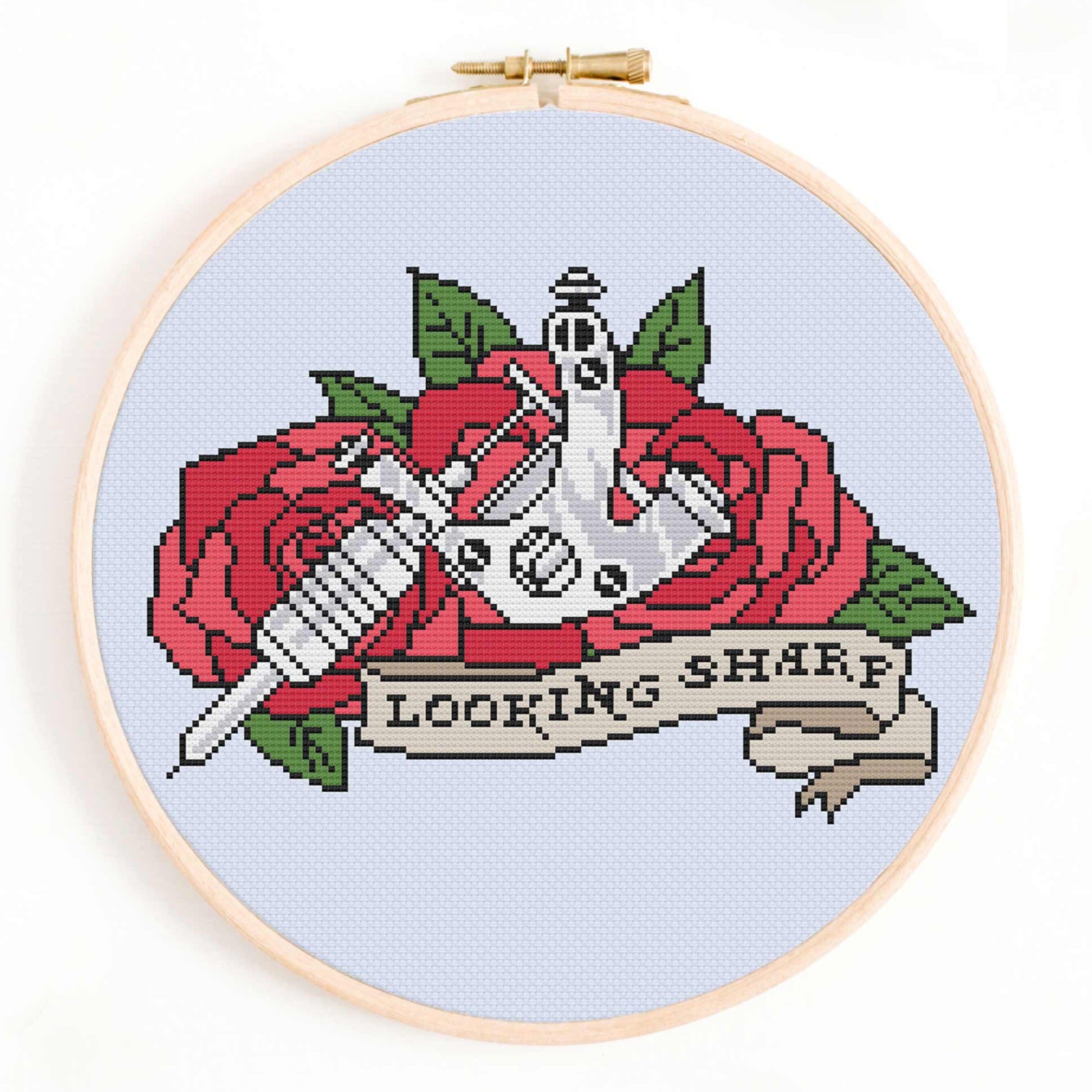 'Looking Sharp' Tattoo Gun Cross Stitch Pattern