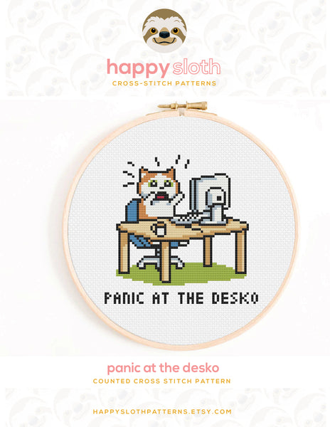 Panic at the Desko Cross Stitch Pattern