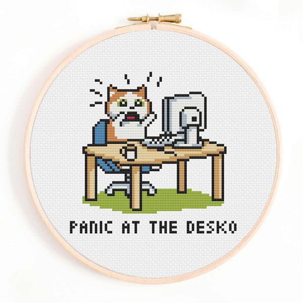 Panic at the Desko Cross Stitch Pattern