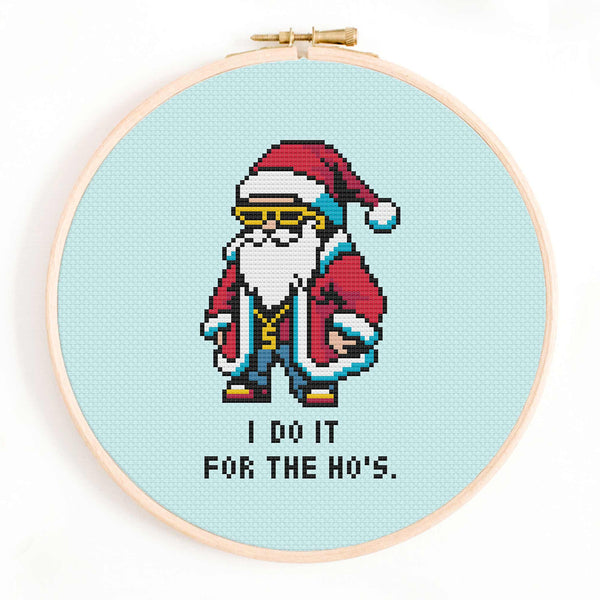 For the Hos - Funny Santa Cross Stitch Pattern