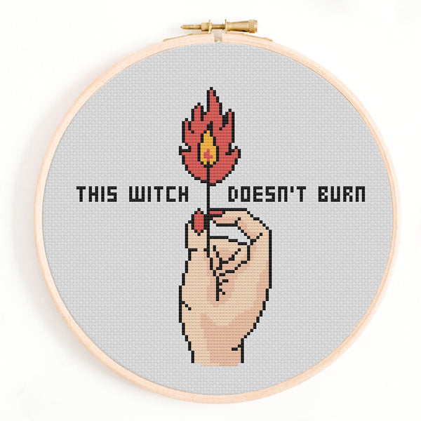 This Witch Doesn't Burn Cross Stitch Pattern