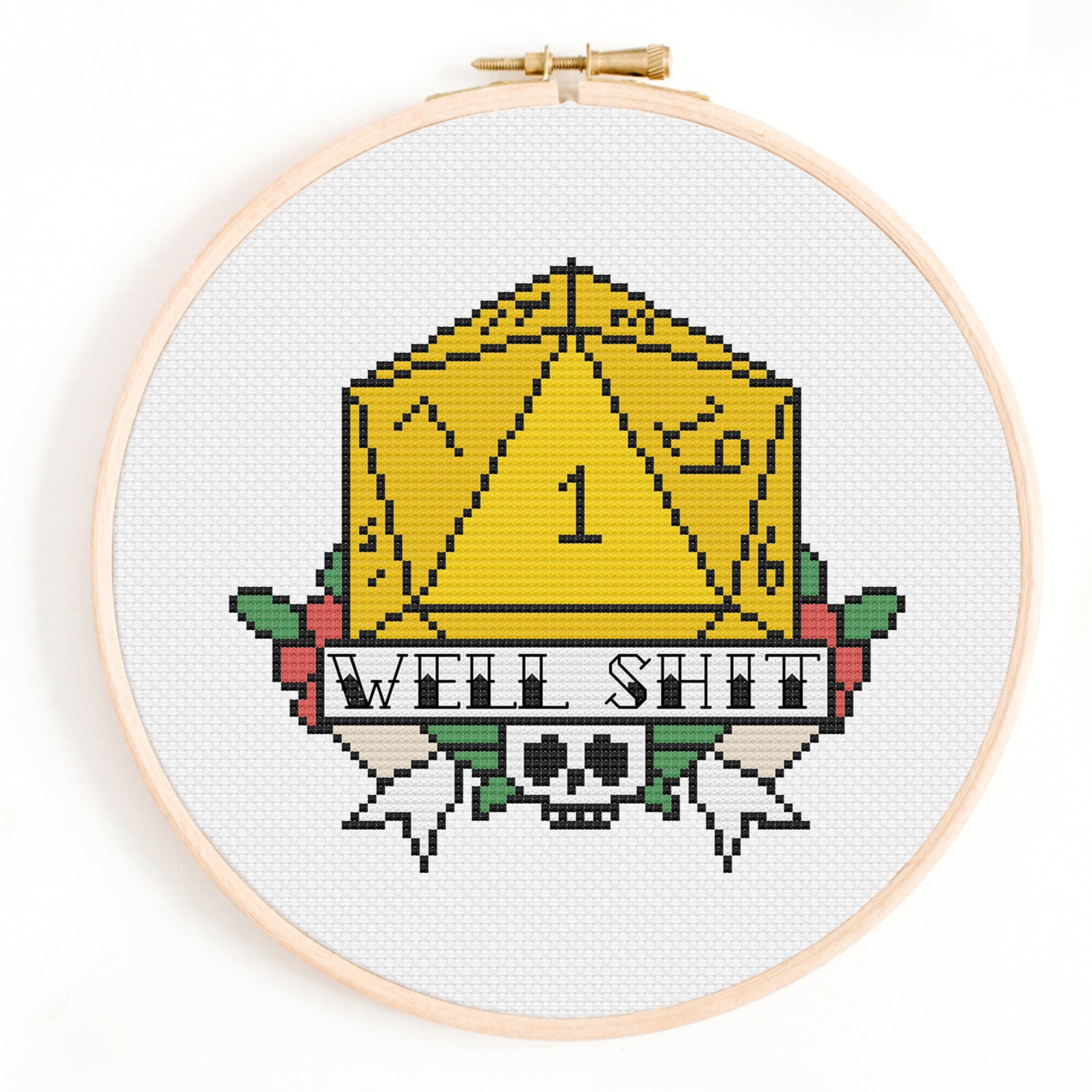 'Well Shit' Dungeons and Dragons Cross Stitch Pattern
