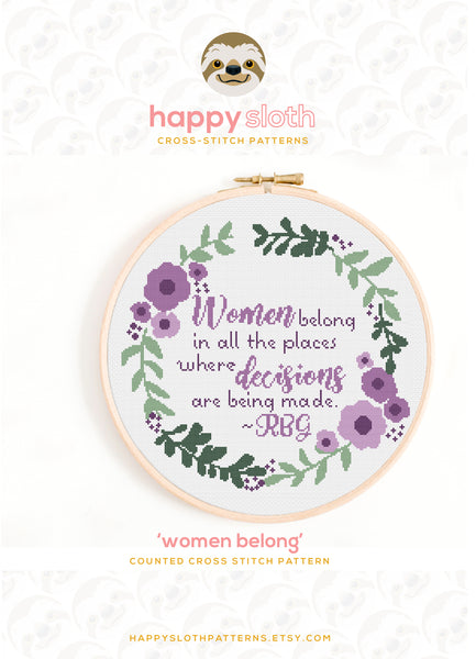 Ruth Bader Ginsberg Quote Cross Stitch Pattern