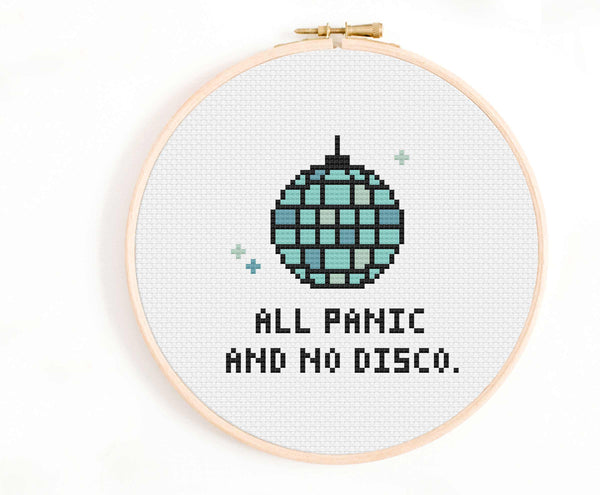 All Panic and No Disco Cross Stitch Pattern