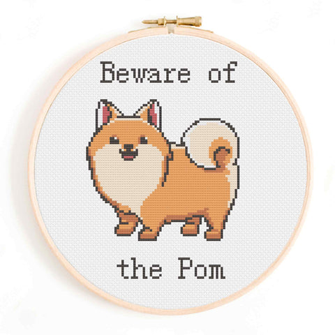 Beware of the Pomeranian Cross Stitch Pattern