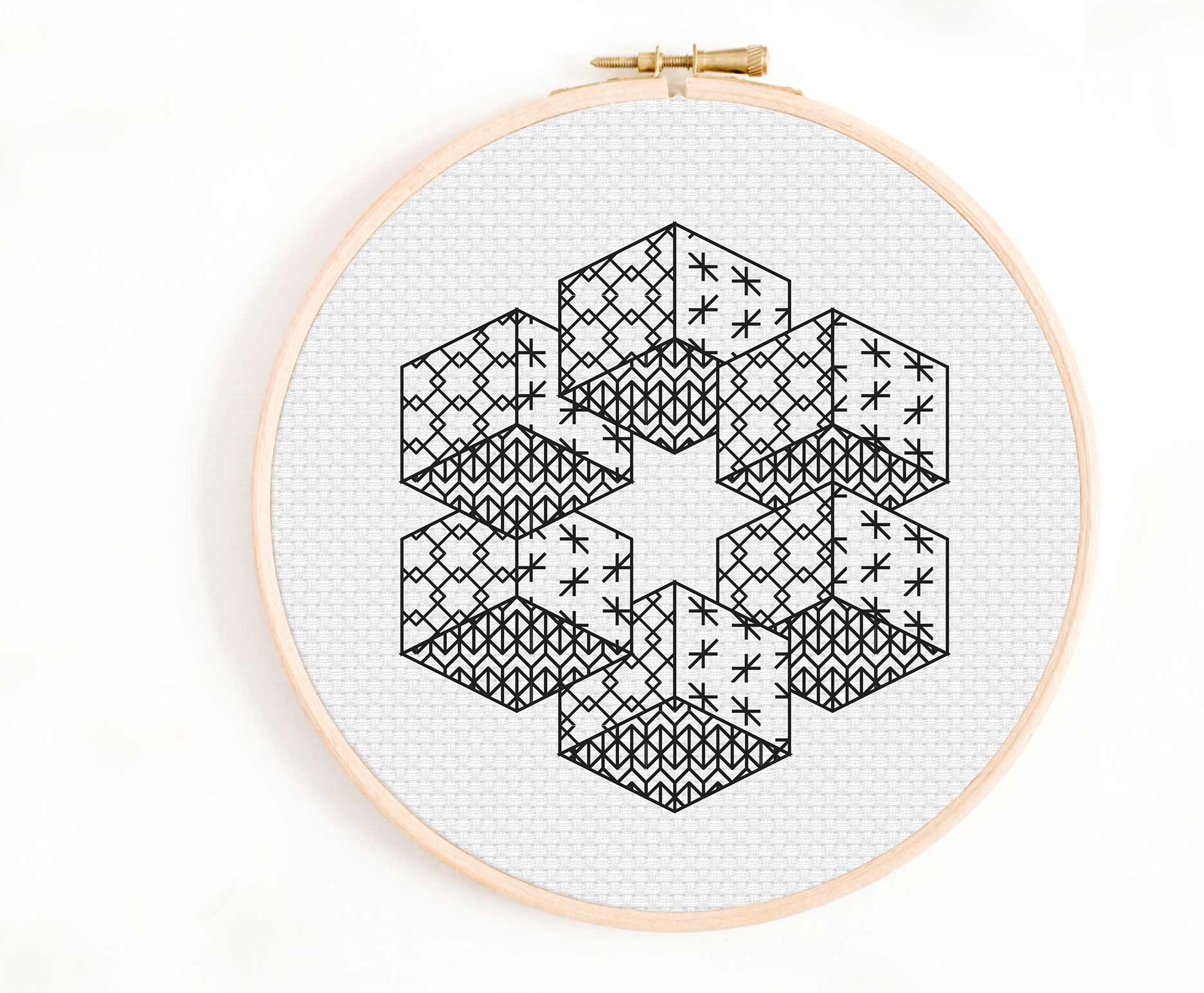 Infinity Cubes - Blackwork Embroidery Pattern