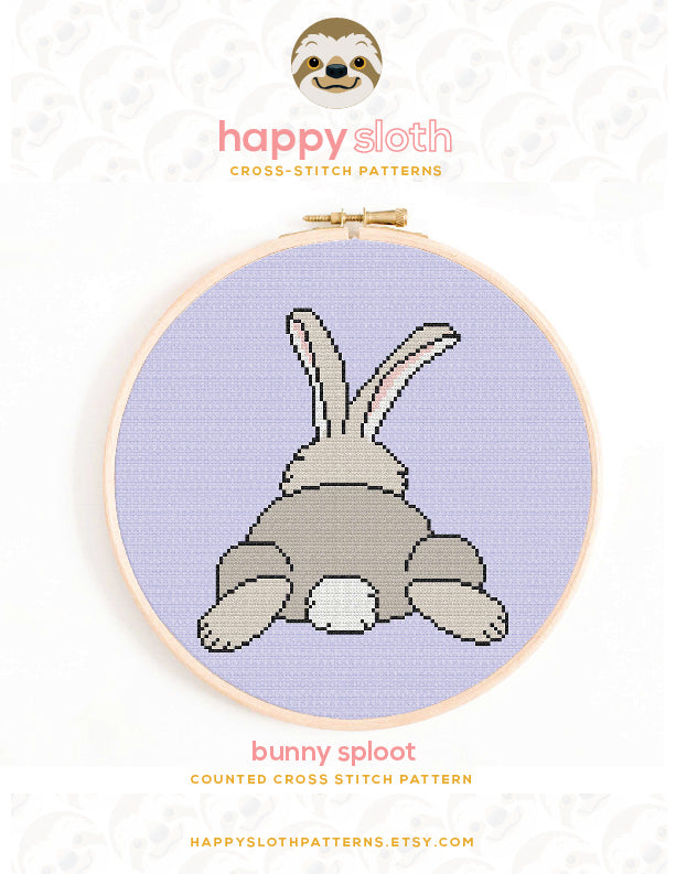 Sploot Pattern Bunny Sploot Cross Stitch Pattern – Happy Sloth Patterns