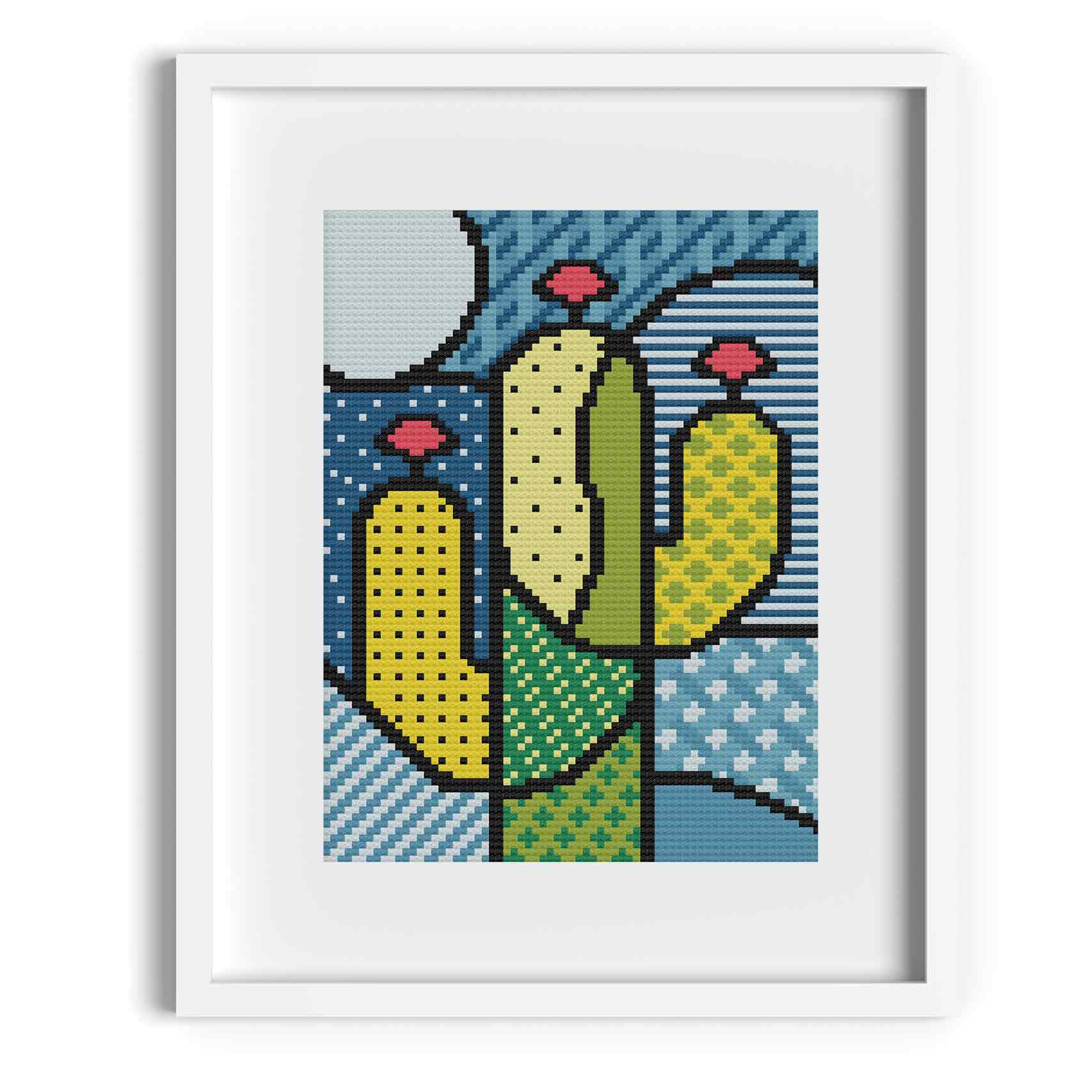 Patchwork Cactus Cross Stitch Pattern