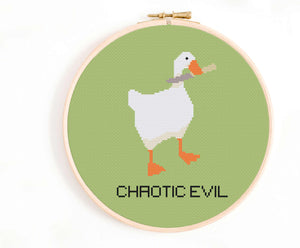 'Chaotic Evil' Untitled Goose Game Cross Stitch Pattern