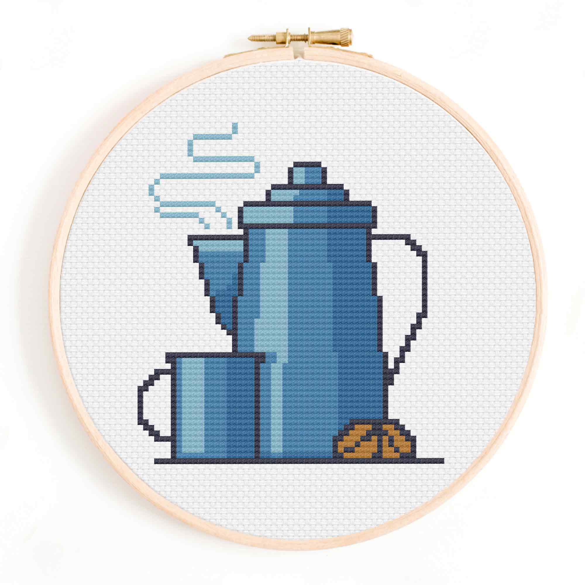 Old Fashioned Coffee Pot Machine Embroidery Design 