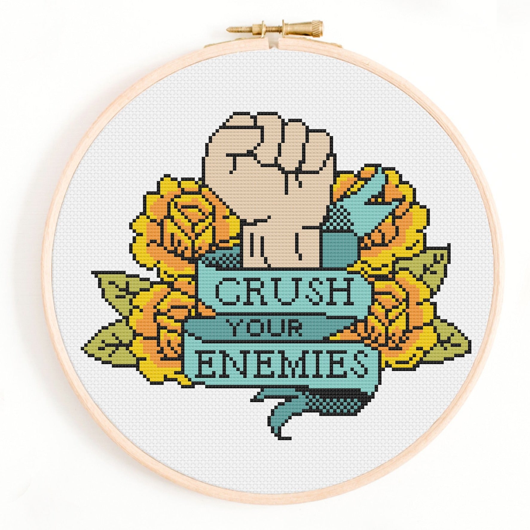'Crush Your Enemies' Tattoo Cross Stitch Pattern