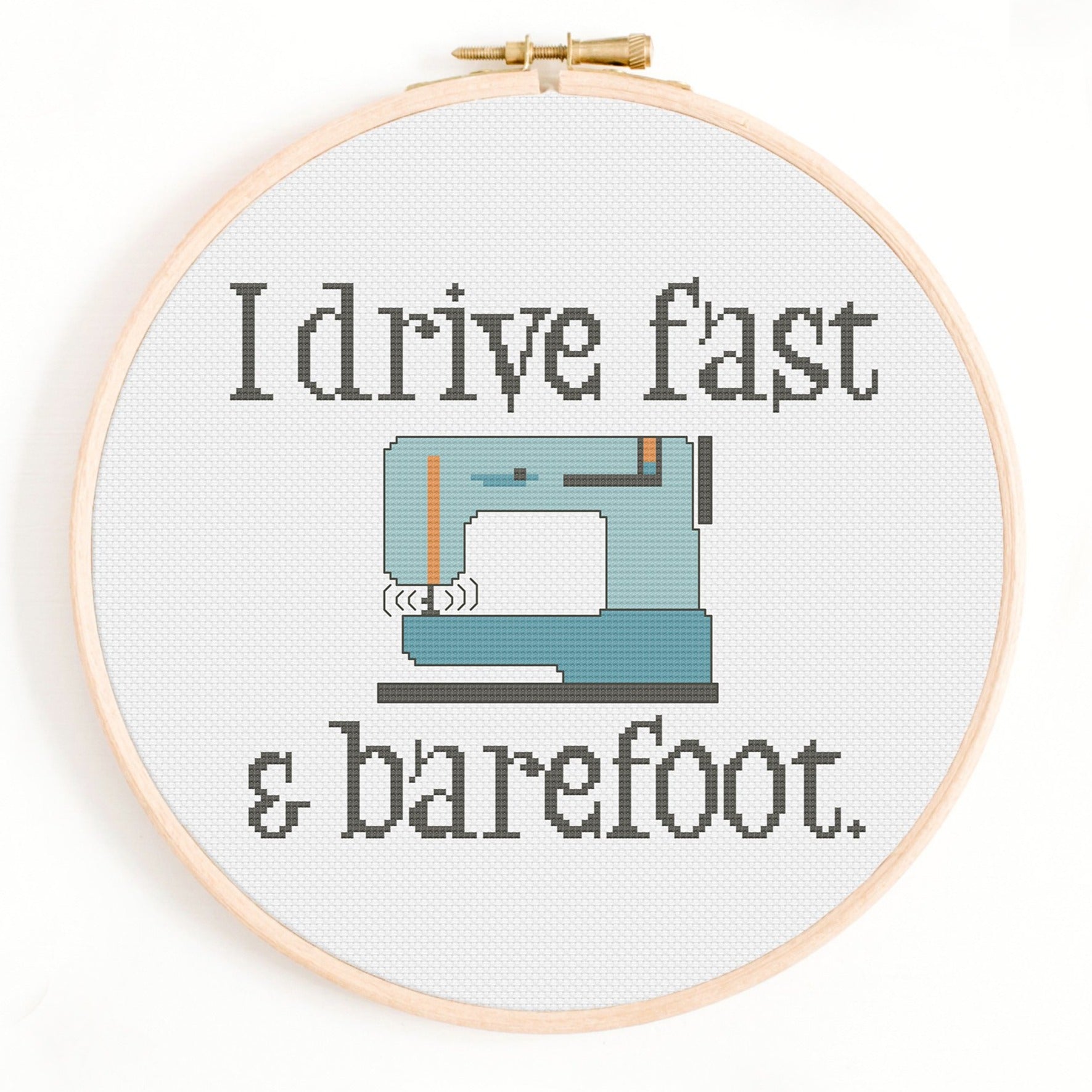 I Drive Fast and Barefoot Cross Stitch Pattern