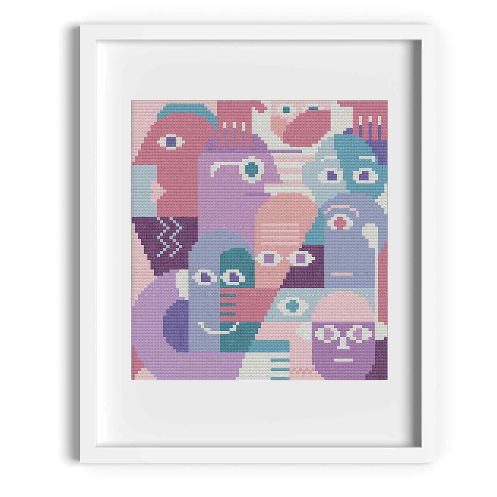 'Family' Abstract Portrait Cross Stitch Pattern