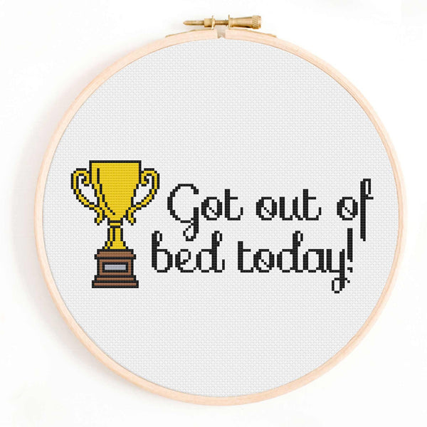 'Got Out of Bed Today' Award Cross Stitch Pattern
