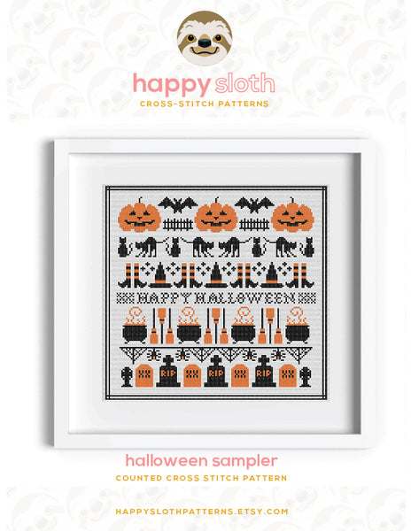 Halloween Sampler Cross Stitch Pattern