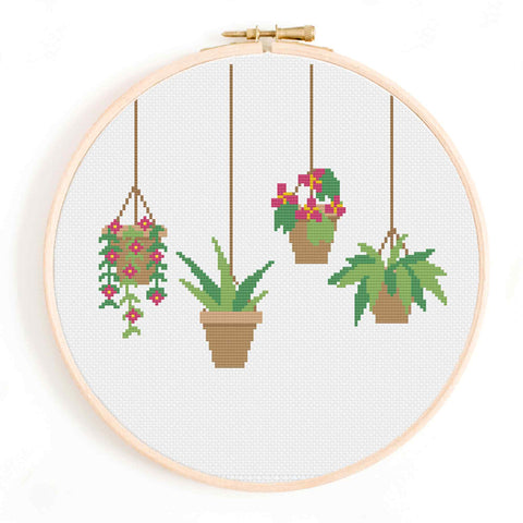 Hanging Plants Cross Stitch Pattern
