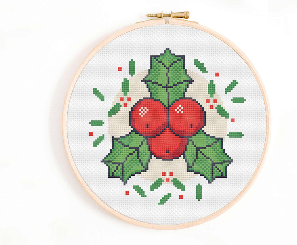 Christmas Holly PDF Cross Stitch Pattern – Happy Sloth Patterns Christmas Holly PDF Cross Stitch Pattern – Happy Sloth Patterns