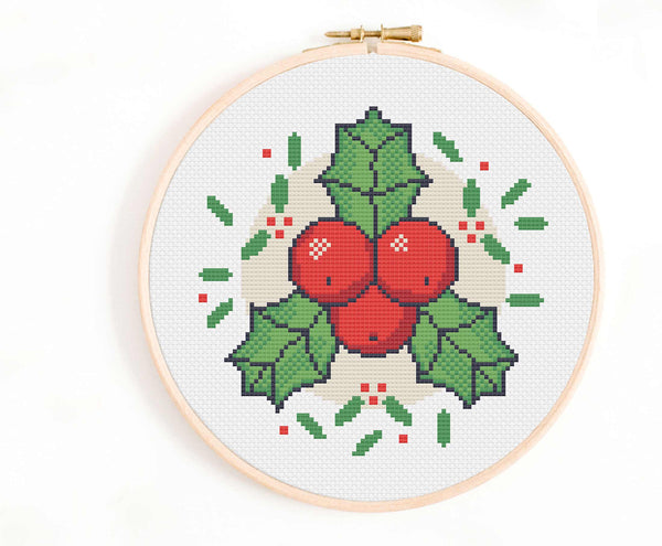 Christmas Holly PDF Cross Stitch Pattern