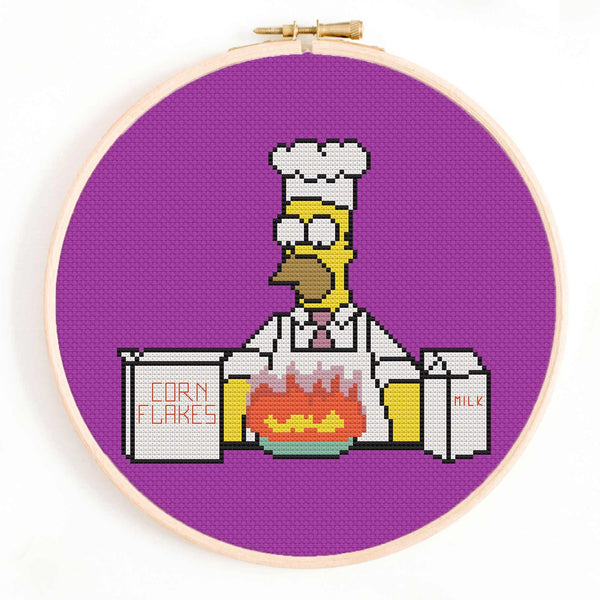 Homer Making Breakfast - The Simpsons Cross Stitch Pattern