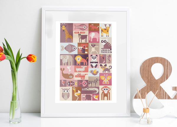 Jungle Animals Cross Stitch Pattern