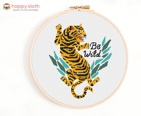 'Be Wild' Tiger Cross Stitch Pattern