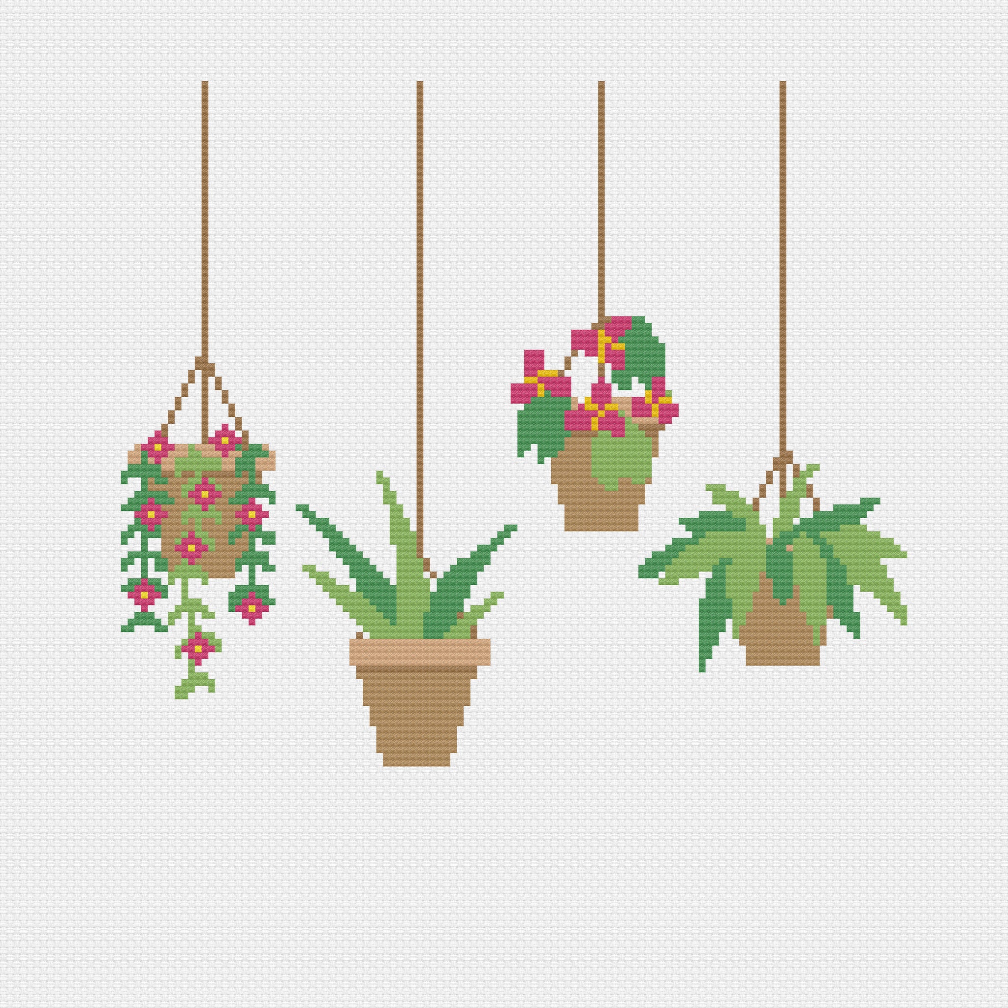 Hanging Plants Cross Stitch Pattern – Happy Sloth Patterns