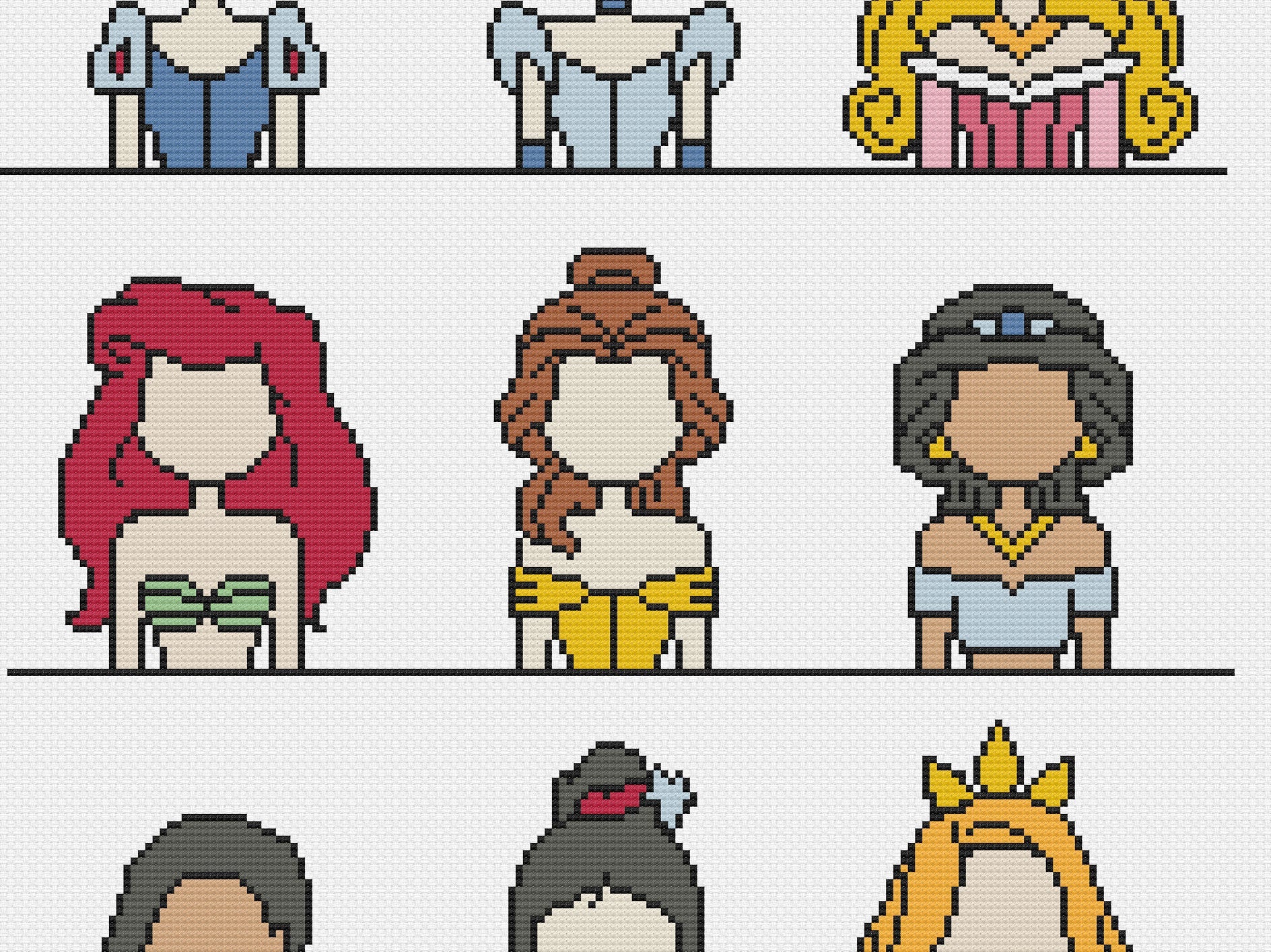 Disney Princesses Cross Stitch Pattern – Happy Sloth Patterns