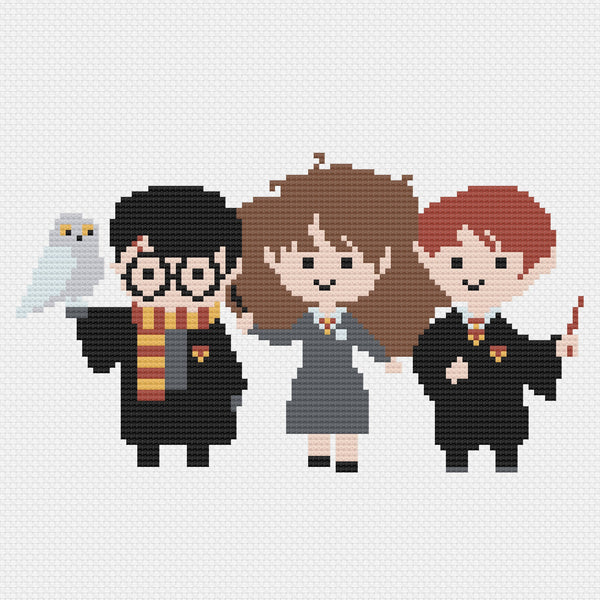 Ron, Harry and Hermione Cross Stitch Pattern