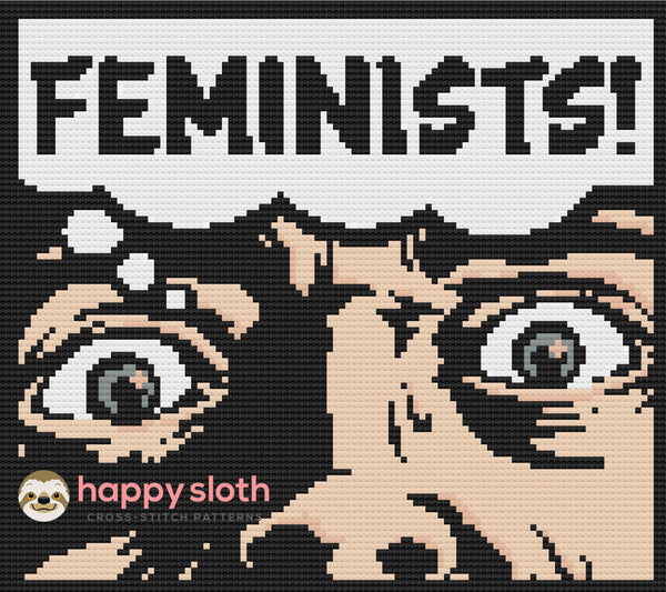 Feminists! Scared Man Cross Stitch Pattern