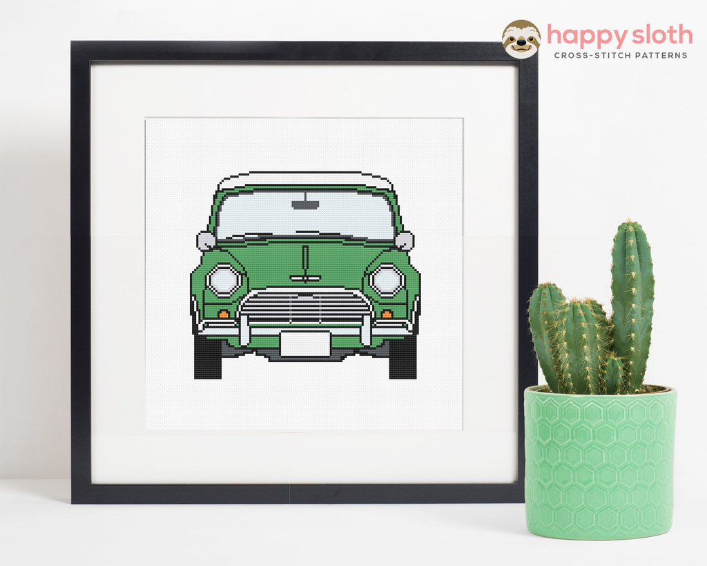 Mini Cooper Cross Stitch Pattern – Happy Sloth Patterns