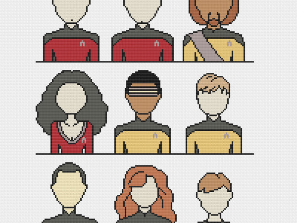 Star Trek The Next Generation Crew Cross Stitch Pattern