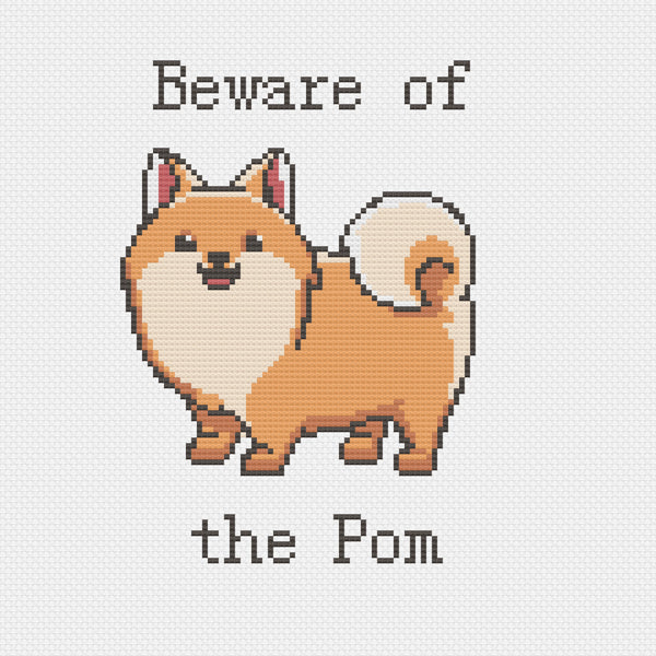Beware of the Pomeranian Cross Stitch Pattern