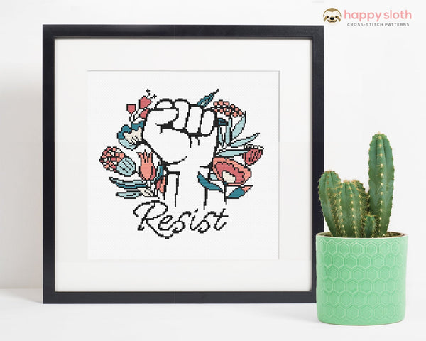 Resist! Feminist Cross Stitch Pattern