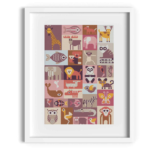 Jungle Animals Cross Stitch Pattern