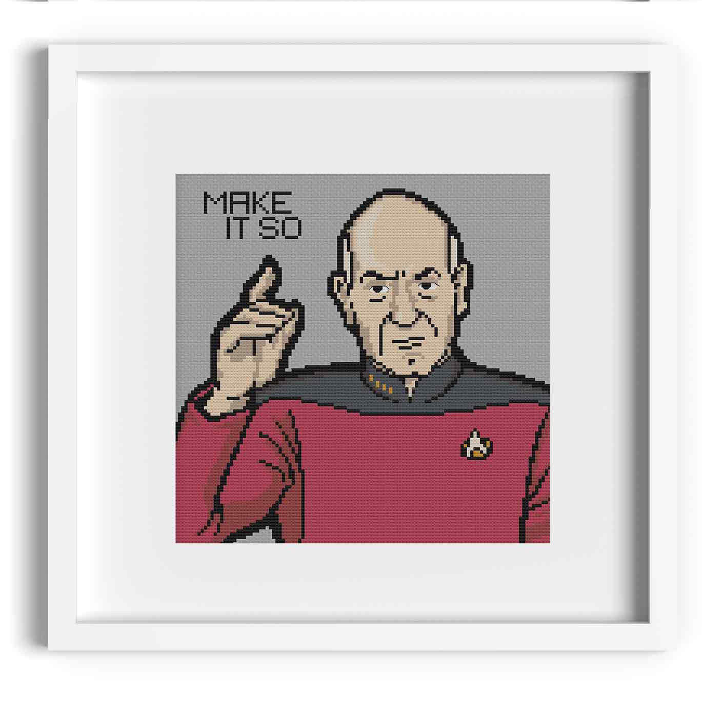 'Make It So' Captain Picard Cross Stitch Pattern