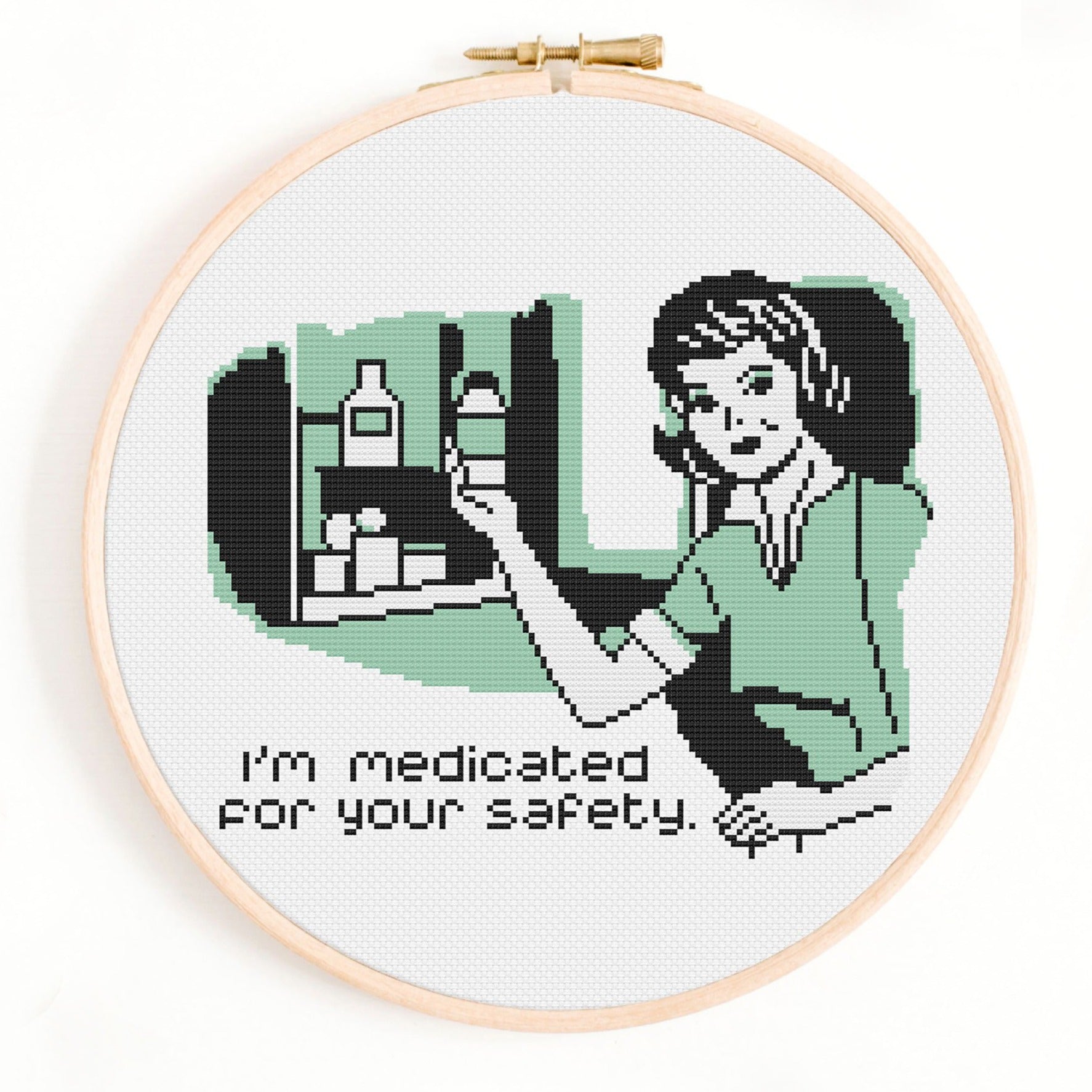 I'm Medicated for Your Safety Cross Stitch Pattern