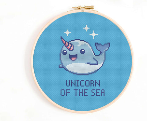 'Unicorn of the Sea' Narwhal Cross Stitch Pattern
