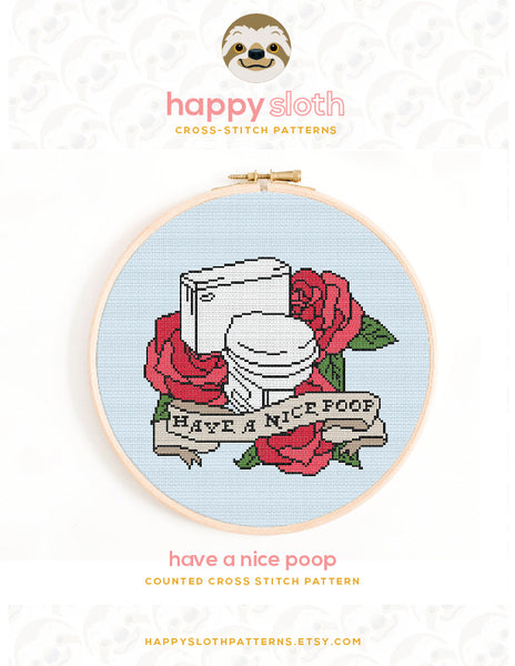 'Have a Nice Poop' Tattoo Cross Stitch Pattern