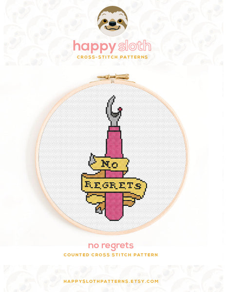 'No Regrets' Seam Ripper Cross Stitch Pattern