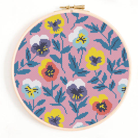 Pansies Cross Stitch Pattern